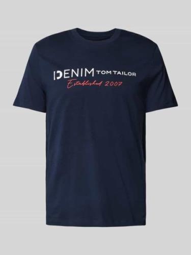 TOM TAILOR DENIM T-Shirt mit Rundhalsausschnitt in Marine, Größe M