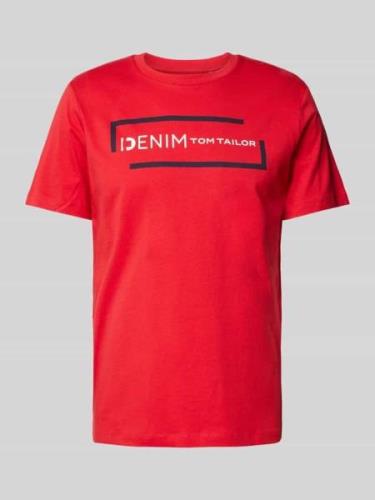 TOM TAILOR DENIM T-Shirt mit Rundhalsausschnitt in Rot, Größe L