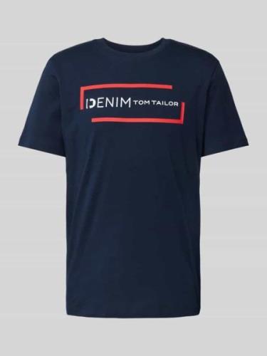 TOM TAILOR DENIM T-Shirt mit Rundhalsausschnitt in Marine, Größe M