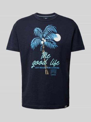 Lerros T-Shirt mit Motiv- und Statement-Print in Marine, Größe L