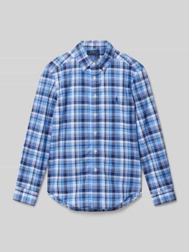 Polo Ralph Lauren Teens Hemd mit Button-Down-Kragen in Blau, Größe 164