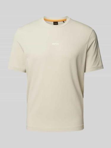 BOSS Orange T-Shirt mit Logo-Print Modell 'TCHUP' in Sand, Größe L