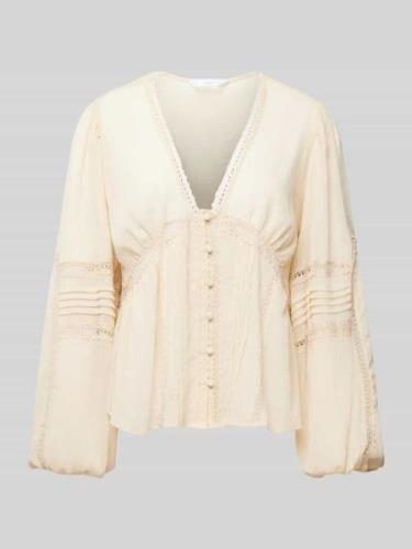 Mango Bluse mit durchgehender Knopfleiste Modell 'DIANA' in Beige, Grö...