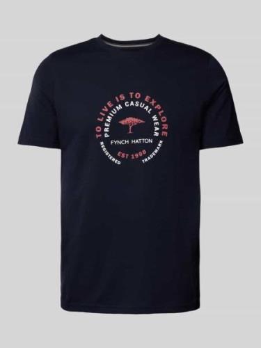 Fynch-Hatton T-Shirt mit Label-Print in Marine, Größe L