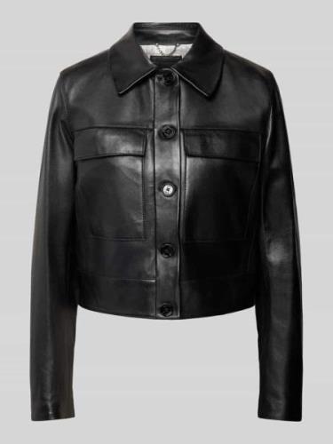 BOSS Lederjacke aus echtem Leder Modell 'Sadenia' in Black, Größe 36