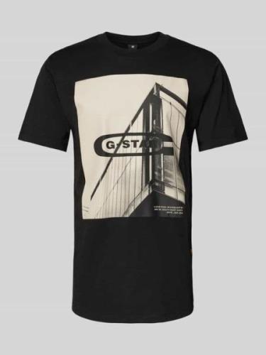 G-Star Raw T-Shirt mit Motiv- und Label-Print Modell 'oldskool' in Bla...