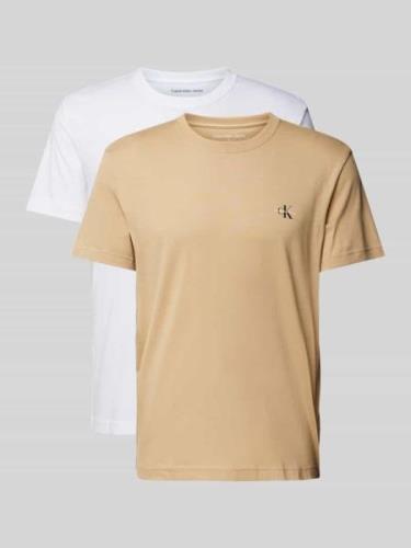 Calvin Klein Jeans T-Shirt mit Label-Print im 2er-Pack in Beige, Größe...