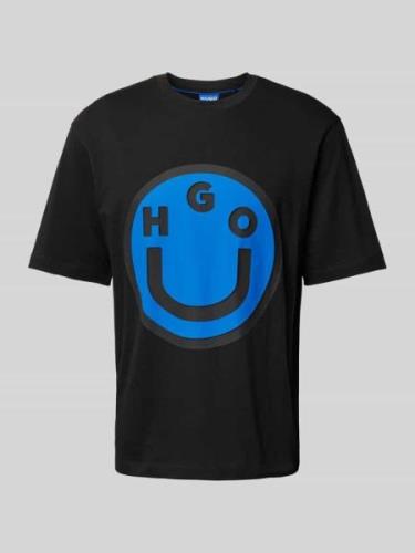 Hugo Blue T-Shirt mit Label-Print Modell 'Nimper' in Black, Größe M