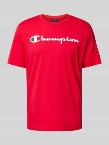 CHAMPION T-Shirt mit Label-Print in Rot, Größe S