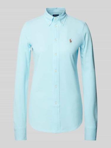 Polo Ralph Lauren Bluse mit Button-Down-Kragen in Hellblau, Größe XS