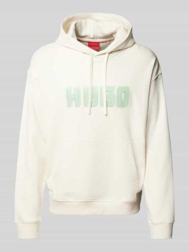 HUGO Hoodie mit Label-Print Modell 'Diqerio' in Offwhite, Größe S