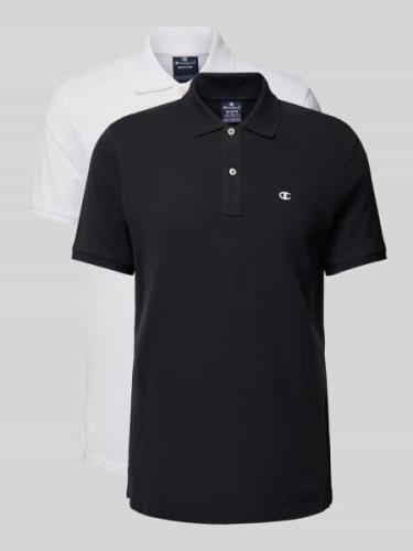 CHAMPION Regular Fit Poloshirt mit Logo-Stitching im 2er-Pack in Black...