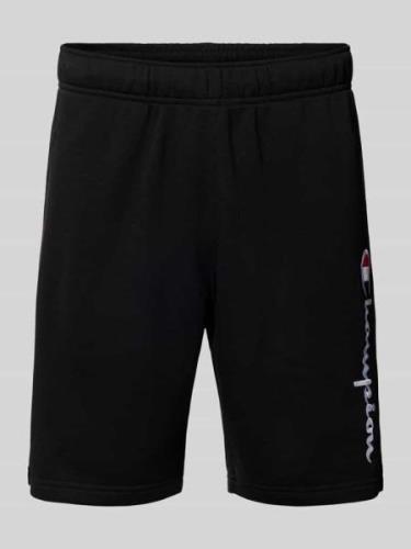 CHAMPION Regular Fit Sweatshorts mit Label-Stitching in Black, Größe S