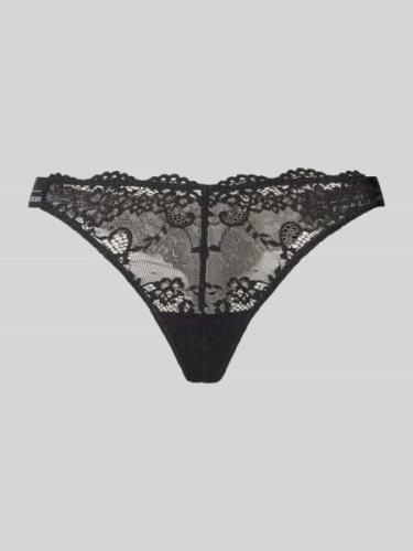 Guess String mit Spitzenbesatz Modell 'JANE' in Black, Größe S