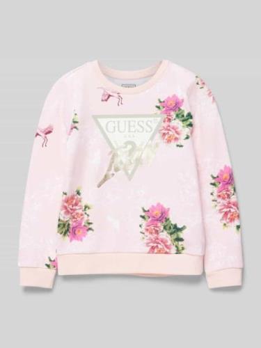 Guess Sweatshirt mit Label-Print in Rosa, Größe 122