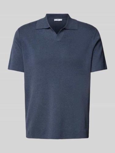 Mango Regular Fit Poloshirt mit V-Ausschnitt in Blau, Größe S