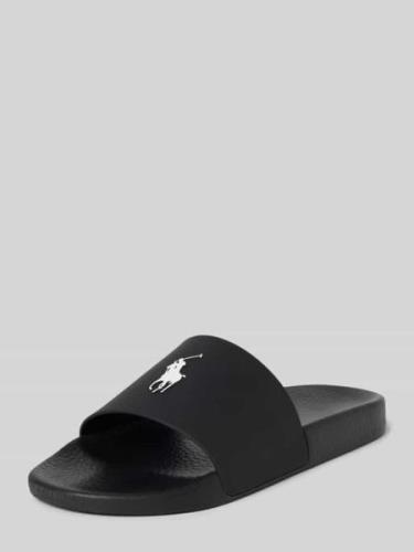 Polo Ralph Lauren Slides mit Label-Prägung in BLACK, Größe 40