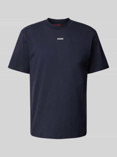 HUGO T-Shirt mit Label-Print Modell 'Dapolino' in Marine, Größe L