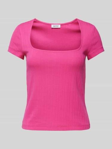 Esprit T-Shirt mit U-Boot-Ausschnitt in Pink, Größe L