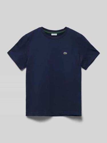 Lacoste T-Shirt mit Logo-Patch in Marine, Größe 140