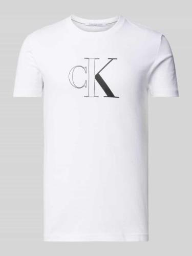 Calvin Klein Jeans T-Shirt mit Label-Print in Weiss, Größe L