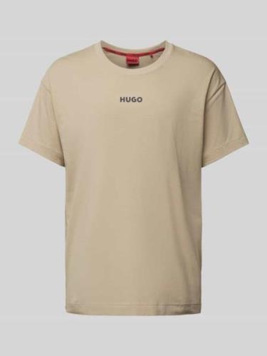 HUGO T-Shirt mit Label-Print in Sand, Größe S