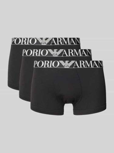 Emporio Armani Trunks mit Logo-Bund im 3er-Pack in Black, Größe L