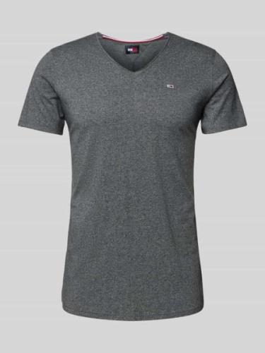 Tommy Jeans T-Shirt mit Label-Stitching in Anthrazit, Größe M