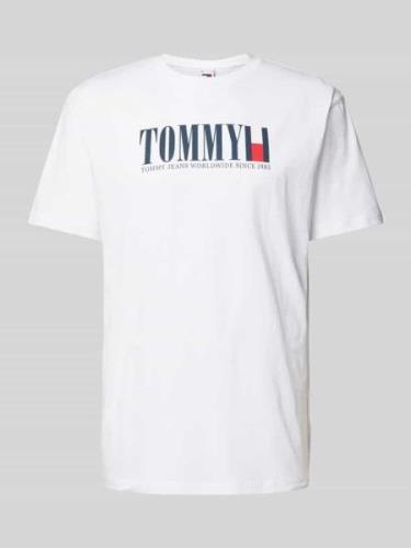 Tommy Jeans T-Shirt mit Label-Print in Weiss, Größe XXL