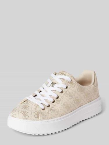 Guess Sneaker mit Allover-Logo-Muster Modell 'DENESA' in Gold, Größe 3...