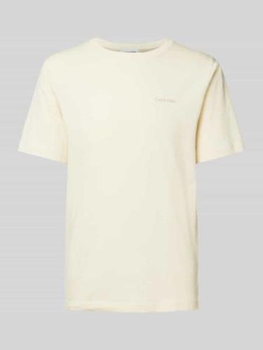 CK Calvin Klein T-Shirt mit Label-Print Modell 'ENLARGED' in Beige, Gr...