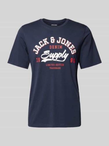 Jack & Jones T-Shirt mit Label-Print in Dunkelblau, Größe M