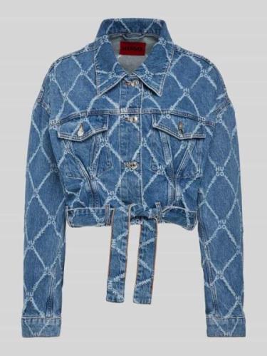 HUGO Cropped Jeansjacke mit Umlegekragen Modell 'Gedari' in Jeansblau,...