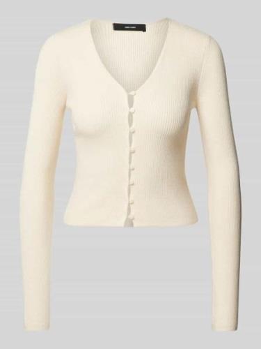 Vero Moda Cropped Strickjacke mit Knopfleiste in Beige, Größe L