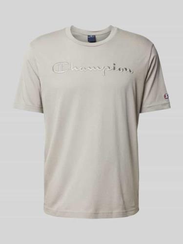 CHAMPION T-Shirt mit Label-Print in Hellgrau, Größe XS