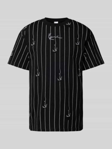 KARL KANI T-Shirt mit Label-Stitching in Black, Größe L