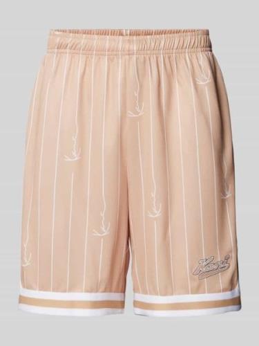 KARL KANI Regular Fit Sweatshorts mit Label-Stitching in Sand, Größe L