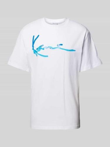 KARL KANI T-Shirt mit Label-Print Modell 'Water' in Weiss, Größe M