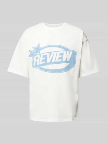 REVIEW Oversized T-Shirt mit Label-Print in Offwhite, Größe XL