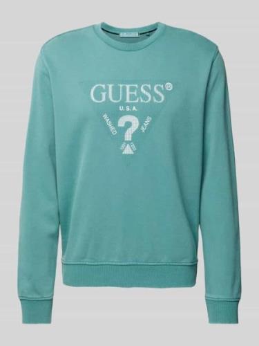 Guess Sweatshirt mit Label-Print Modell 'TREATED' in Aqua, Größe L