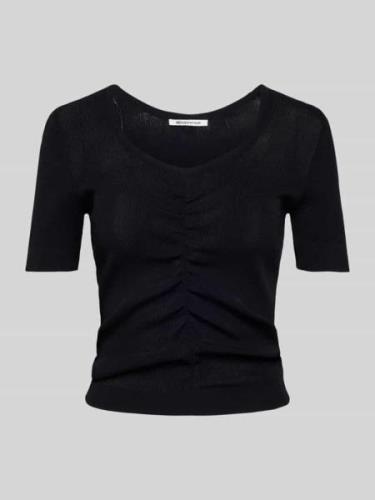 TOM TAILOR DENIM T-Shirt mit Raffungen in Black, Größe L