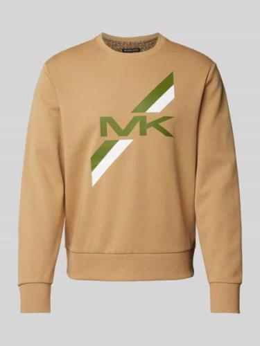 Michael Kors Sweatshirt mit Label-Print in Camel, Größe XXL