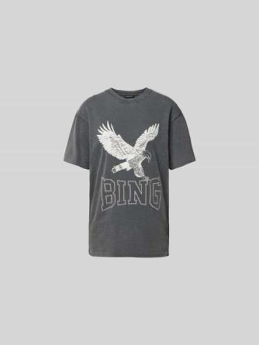 Anine Bing Oversized T-Shirt mit Label-Print in Dunkelgrau, Größe S