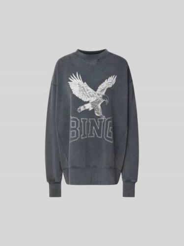 Anine Bing Oversized Sweatshirt mit Label-Print in Dunkelgrau, Größe X...