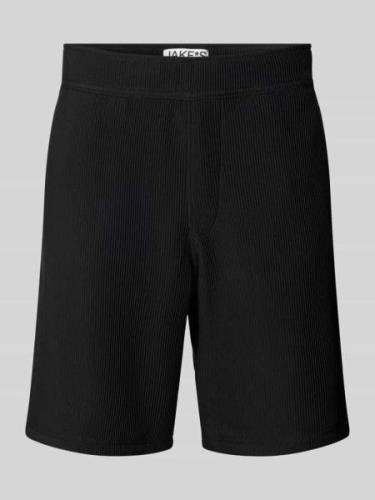 JAKE*S STUDIO MEN Regular Fit Shorts in Ripp-Optik in Black, Größe M