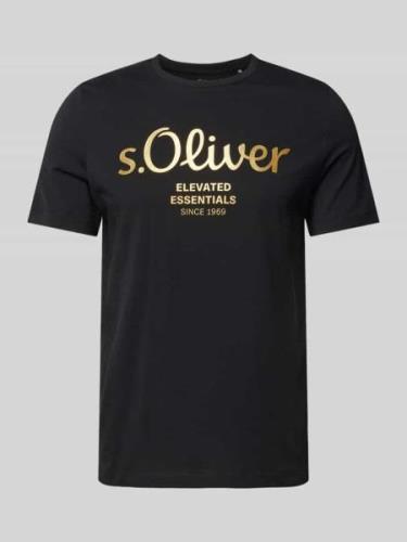 s.Oliver RED LABEL T-Shirt mit Rundhalsausschnitt in Black, Größe XL