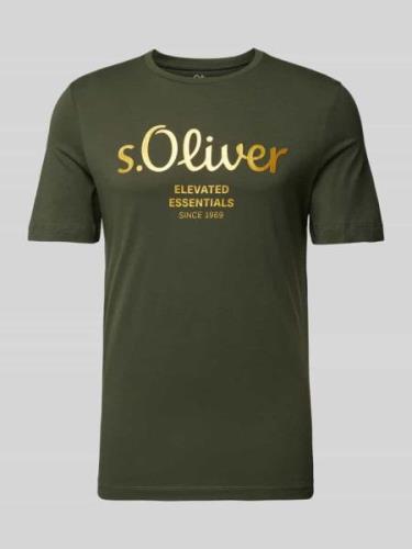 s.Oliver RED LABEL T-Shirt mit Rundhalsausschnitt in Khaki, Größe M