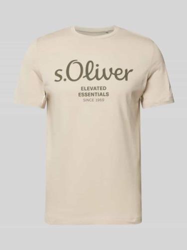 s.Oliver RED LABEL T-Shirt mit Rundhalsausschnitt in Beige, Größe M