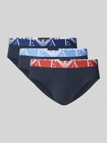 Emporio Armani Slip mit elastischem Label-Bund im 3er-Pack in Marine, ...