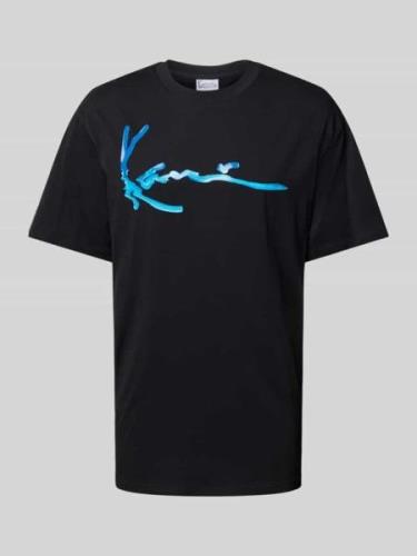 KARL KANI T-Shirt mit Label-Print Modell 'Water' in Black, Größe L